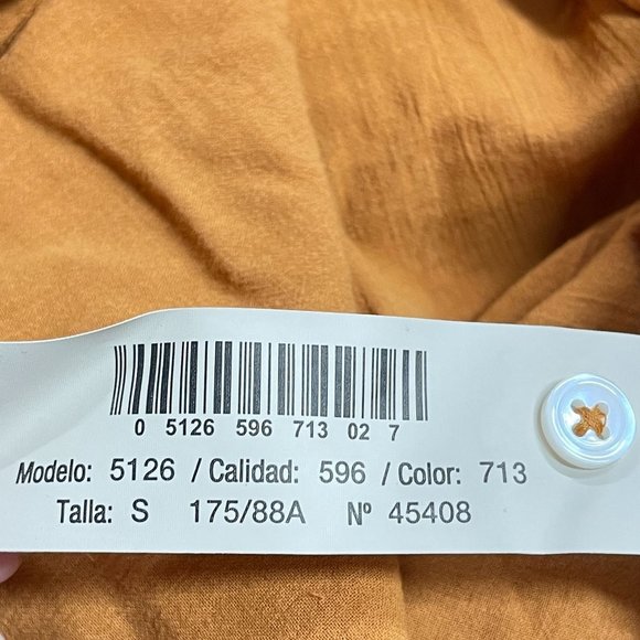 Massimo Dutti Blouse Womens Sz S Embroidered Detail Orange Rust Button Bohemian - Picture 8 of 11